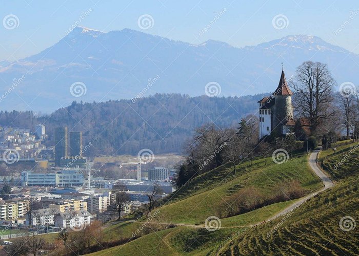 Mount Pilatus Mount Rigi. Houses of Kriens and Schauensee Castle Stock Image ... photo