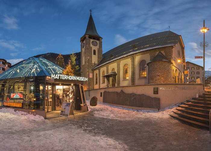 Matterhorn Museum Church of Saint Mauritius, Matterhorn Museum, Zermatt, Switzerla ... photo