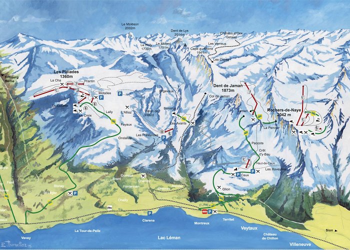 Rochers-de-Naye Rochers de Naye – Montreux Trail map - Freeride photo