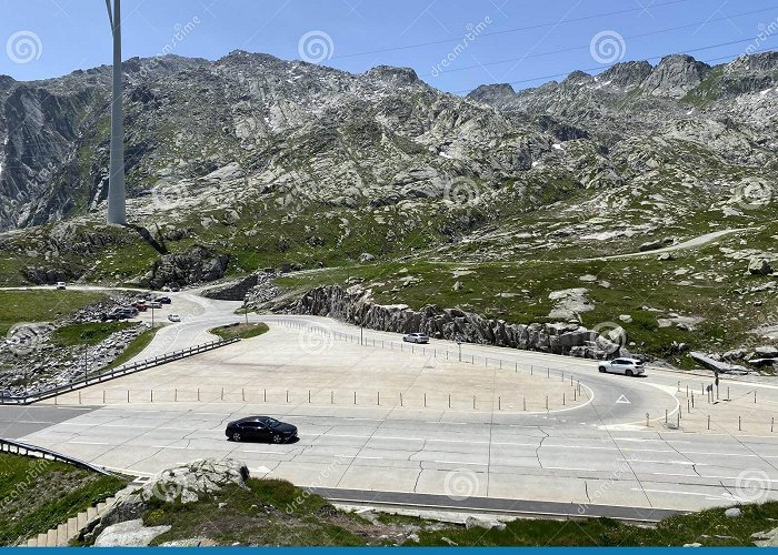 Gotthard Pass Mountain Road Crossing St. Gotthard Pass Gotthardpass or Passo Del ... photo