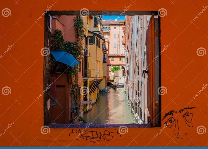 Finestrella Window on the Canal in Bologna, Italy. Finestrella Sul Canale ... photo