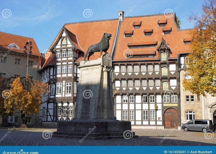 Burgplatz Braunschweig Brunswick Lion Monument Located on Burgplatz Square in ... photo