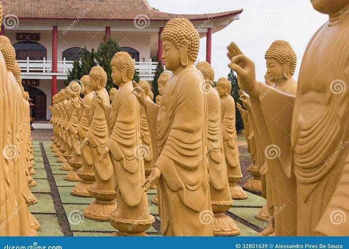 Buddhist Temple Amitabha Buddha Statues in the Buddhist Temple, Brazil Stock Image ... photo