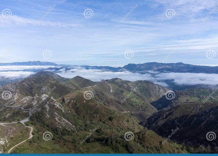 Lakes of Covadonga View from Narrow Mountain Road from Cangas De Onis, Covadonga To ... photo