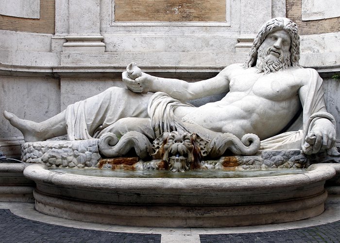 Palazzo Nuovo Marforio" – 1st century Roman marble sculpture of a reclining ... photo