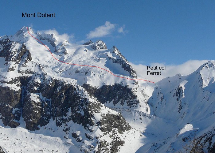 Mont Dolent Mont Dolent - S Face (standard ascent) from Val Ferret italien ... photo