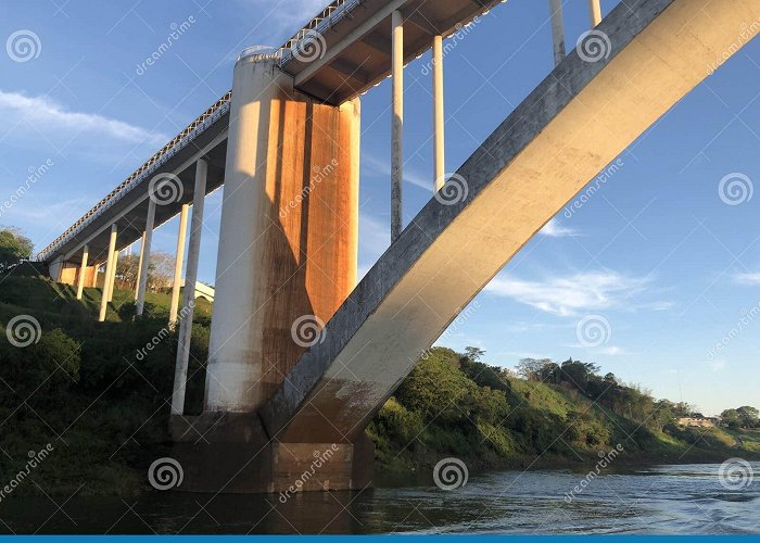 Friendship Bridge Rio Parana in Foz Do Iguacu, Separating Brazil from Paraguay ... photo