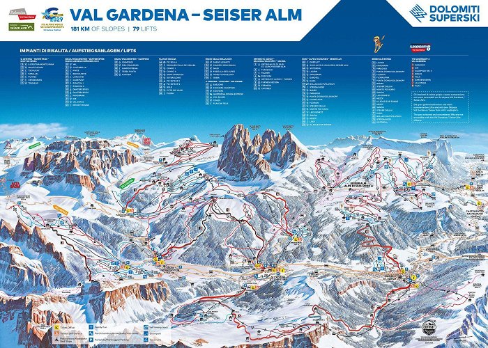 83 Seiser Alm Bahn BERGFEX: Piste map Dolomites Val Gardena / Gröden - St. Ulrich ... photo