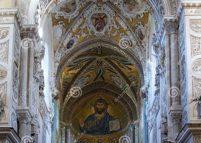 Cathedral Basilica of Cefalù Christ Pantokrator. Cathedral-Basilica of Cefalu, Sicily, Southern ... photo