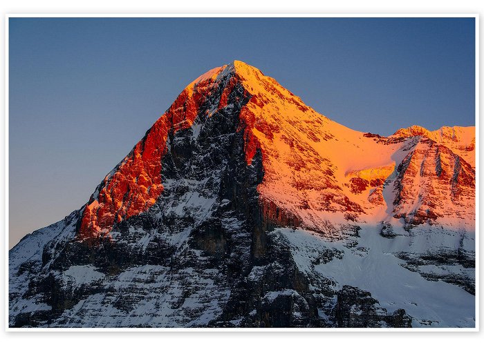 Mount Eiger Eiger mountain peak at sunset View from Lauberhorn, kleine ... photo