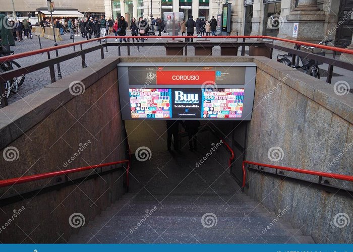 Cordusio metro MILAN, ITALY - 26 January 2019: Entrance To Cordusio Metro Station ... photo