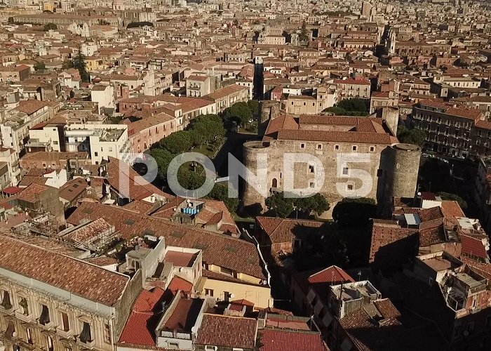 Piazza Dante Drone view of Castello Ursino in Catania... | Stock Video | Pond5 photo