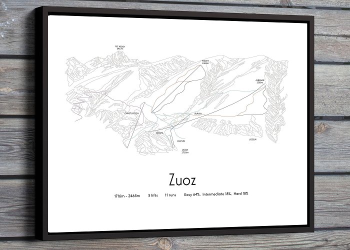 Pizzet Zuoz Ski Piste Map Poster/print - Etsy Israel photo