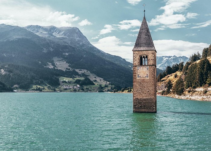 Lake Resia Reschensee in South Tyrol - What to do and what to see in summer photo