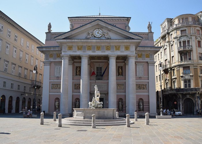 Old Stock Exchange Building Trieste, Italy. A bridge where the three main linguistic branches ... photo